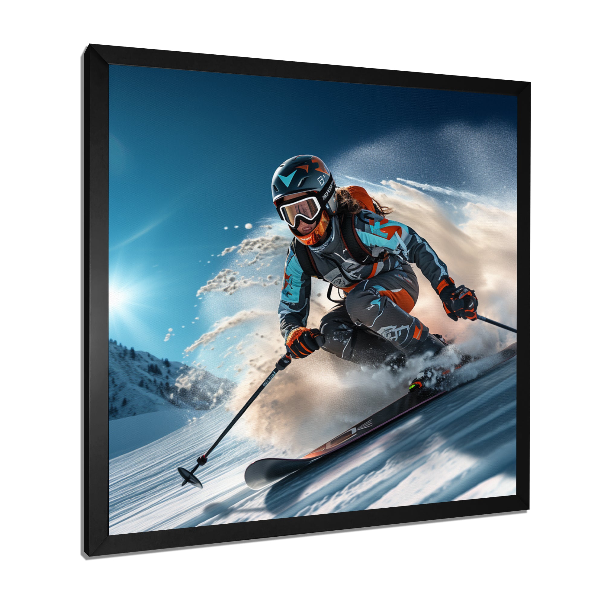 Descending The Mountain In Speed And Style I - Skiing Canvas Wall Art