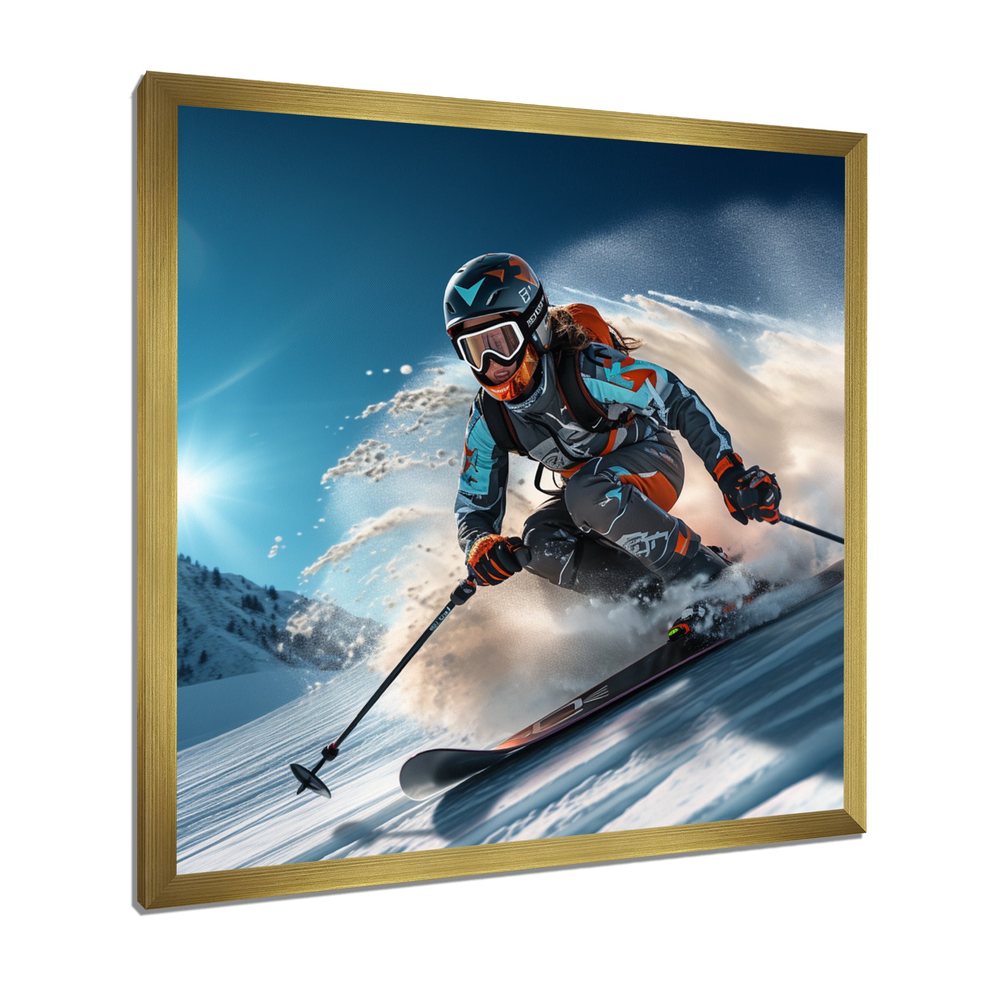 Descending The Mountain In Speed And Style I - Skiing Canvas Wall Art