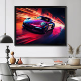 Futuristic Fuchsia High Speed Porsche - Car Exotic Canvas Wall Art