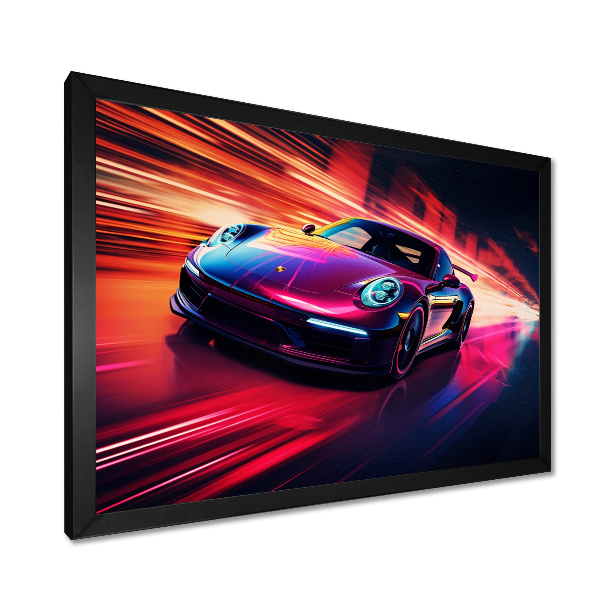Futuristic Fuchsia High Speed Porsche - Car Exotic Canvas Wall Art