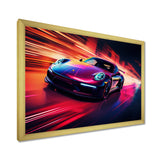 Futuristic Fuchsia High Speed Porsche - Car Exotic Canvas Wall Art