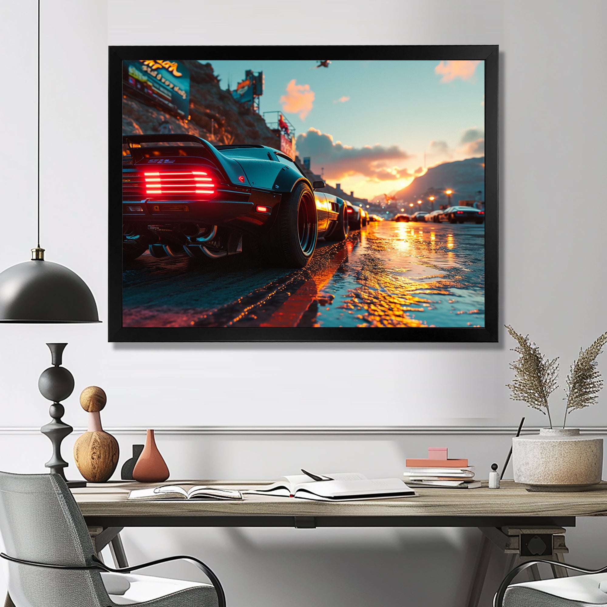 High Speed Sportscar Monaco Street Race - Car Exotic Canvas Wall Art