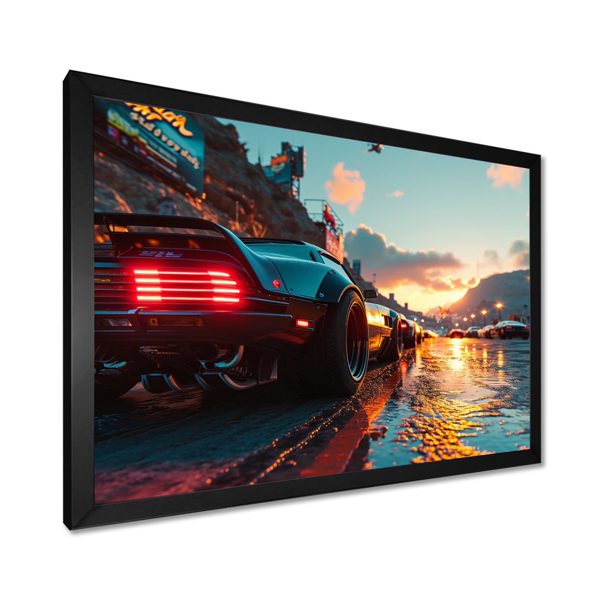 High Speed Sportscar Monaco Street Race - Car Exotic Canvas Wall Art