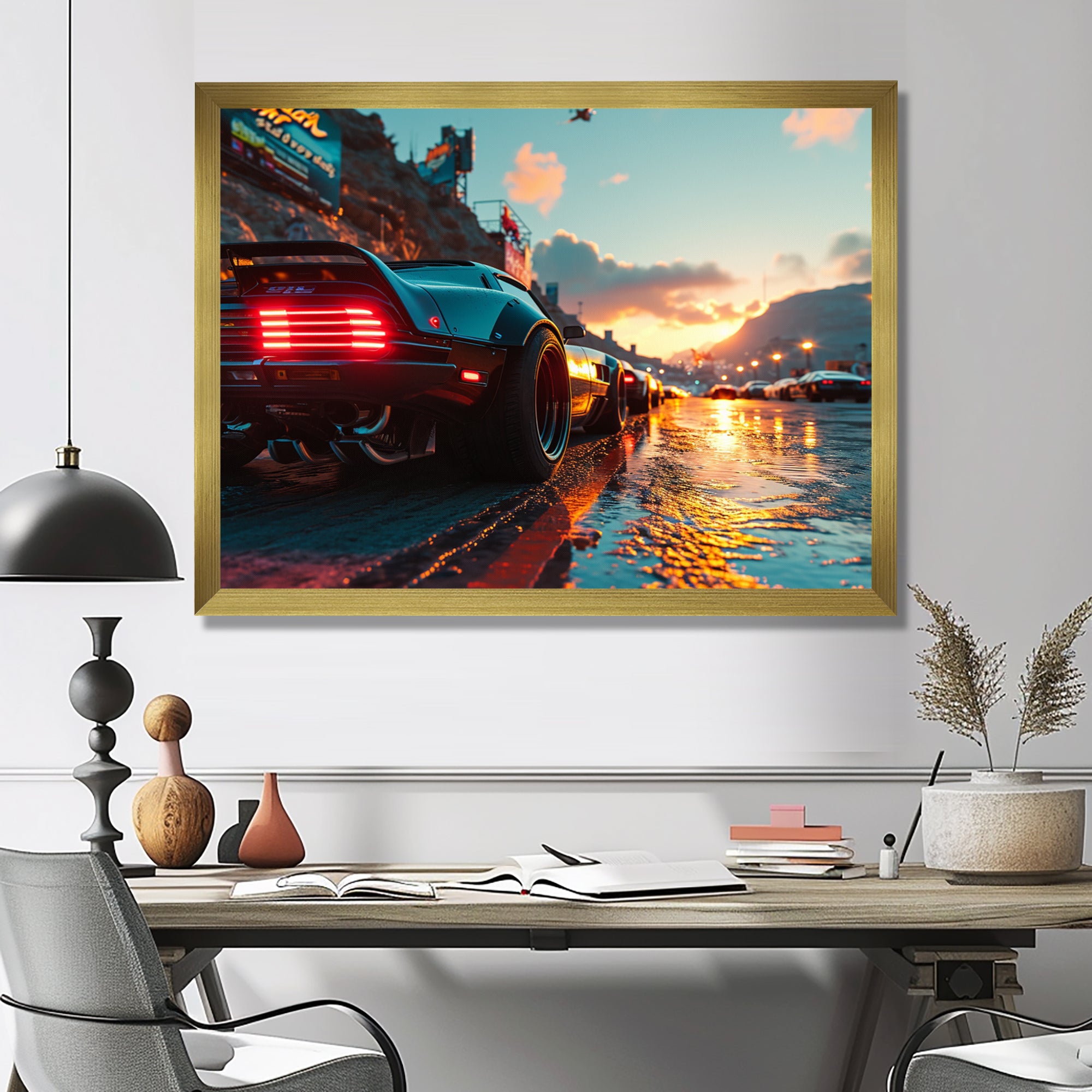 High Speed Sportscar Monaco Street Race - Car Exotic Canvas Wall Art