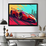 High Speed Retro Red Sports Car - Car Exotic Canvas Wall Art