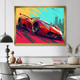 High Speed Retro Red Sports Car - Car Exotic Canvas Wall Art