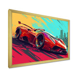 High Speed Retro Red Sports Car - Car Exotic Canvas Wall Art