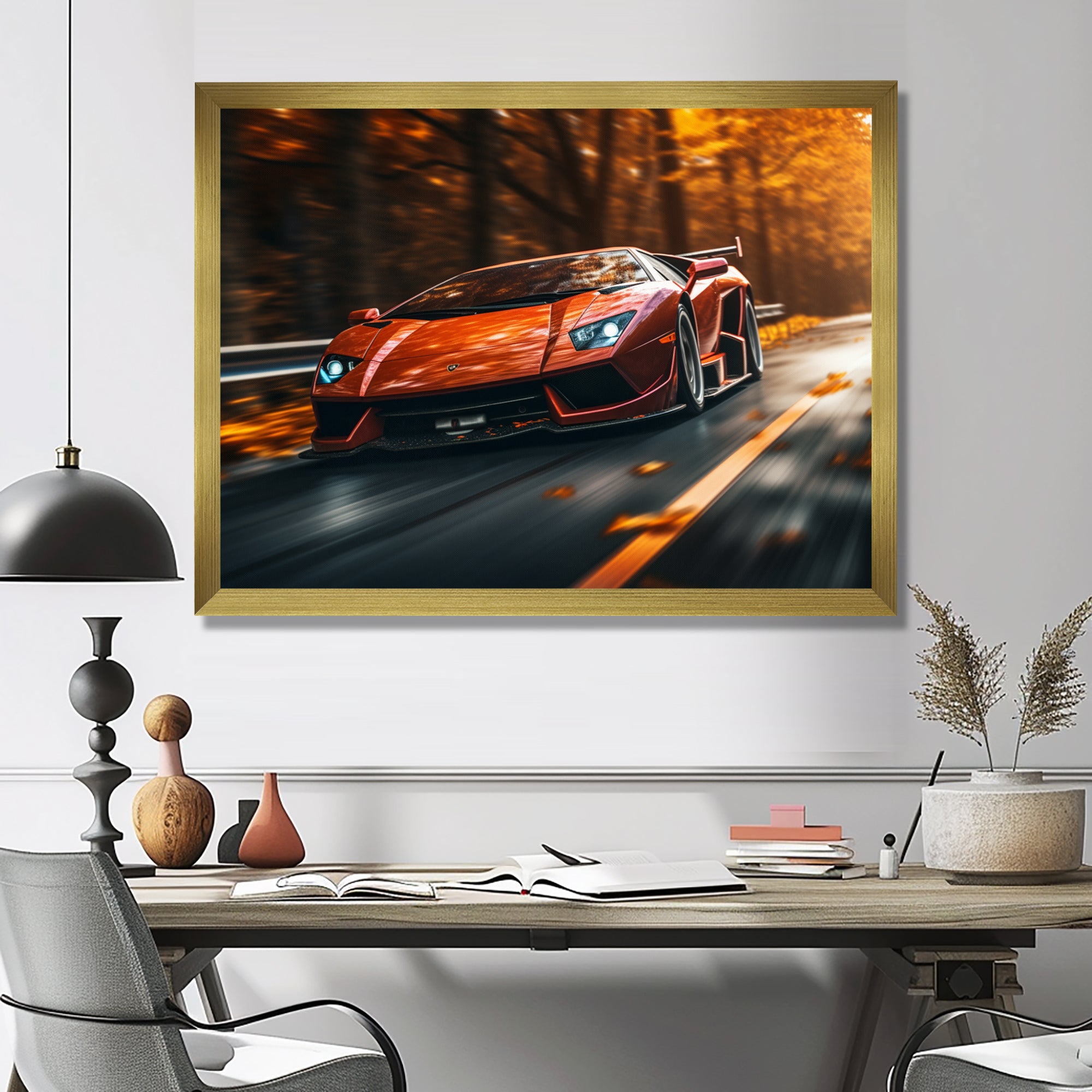 Lamborghini Diablo Highway Orange - Car Exotic Canvas Wall Art