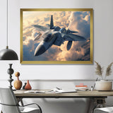 Fighter Jet In Action Above The Clouds - Train Canvas Wall Art