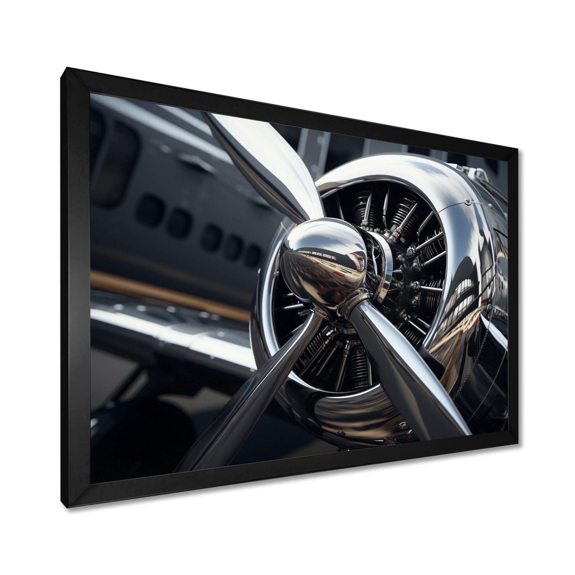 Silver Wings Chrome Reflection Airliner - Train Canvas Wall Art