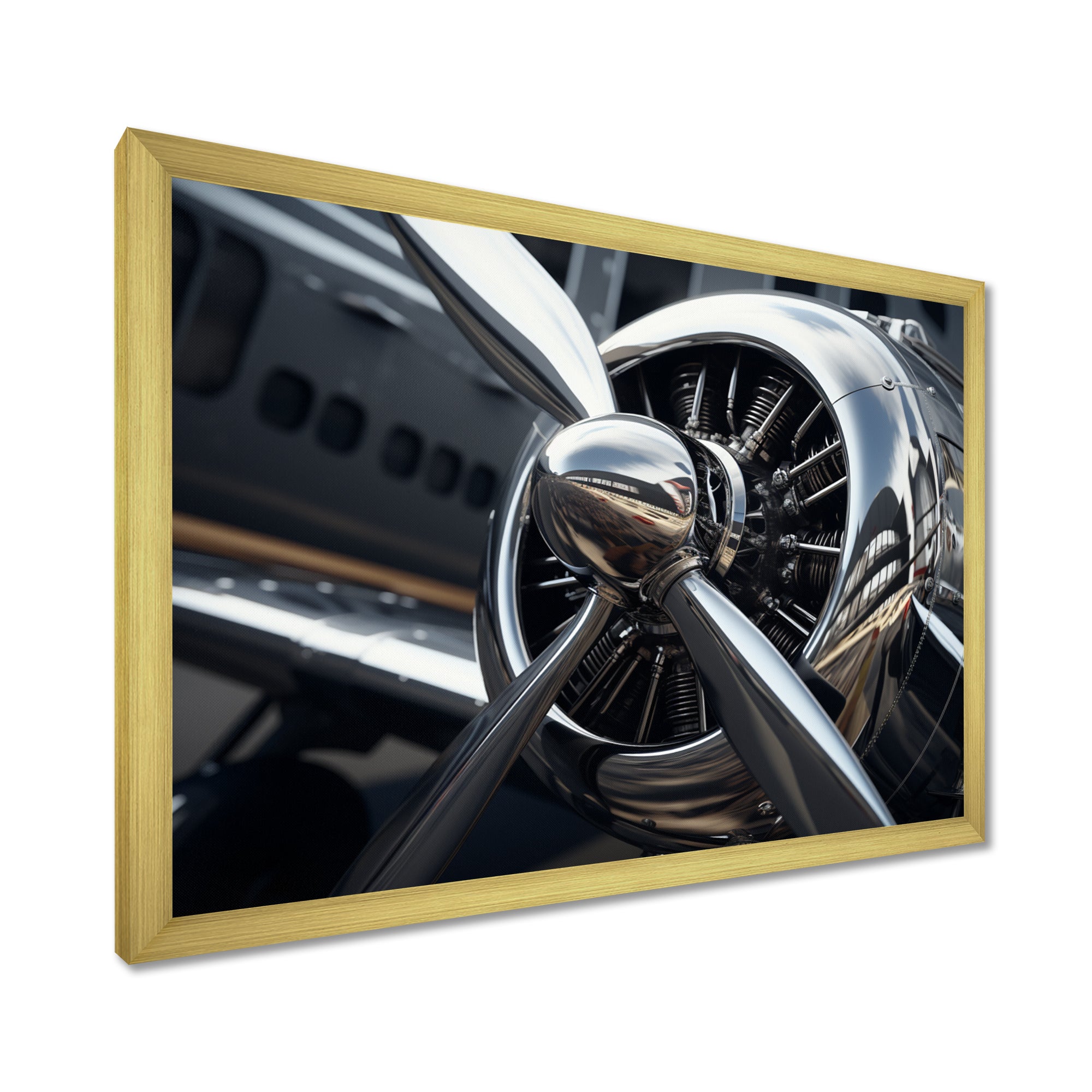Silver Wings Chrome Reflection Airliner - Train Canvas Wall Art