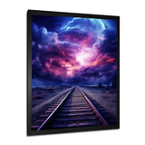 Purple Lavender Train Tracks Fuchsia Sunset Clouds I - Train Canvas Wall Art