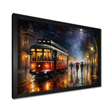 Vintage Tram Rainy Evening Paris - Train Canvas Wall Art