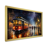 Vintage Tram Rainy Evening Paris - Train Canvas Wall Art