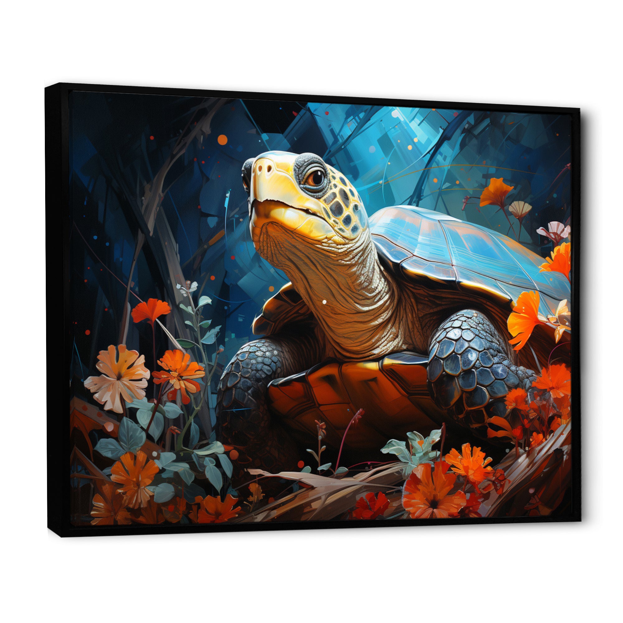 Turtles Journey Floral Collage - Turtle Wall Art Prints