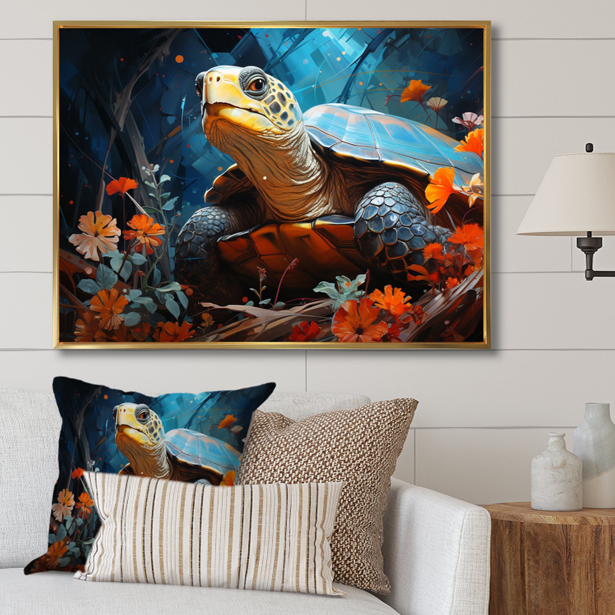 Turtles Journey Floral Collage - Turtle Wall Art Prints