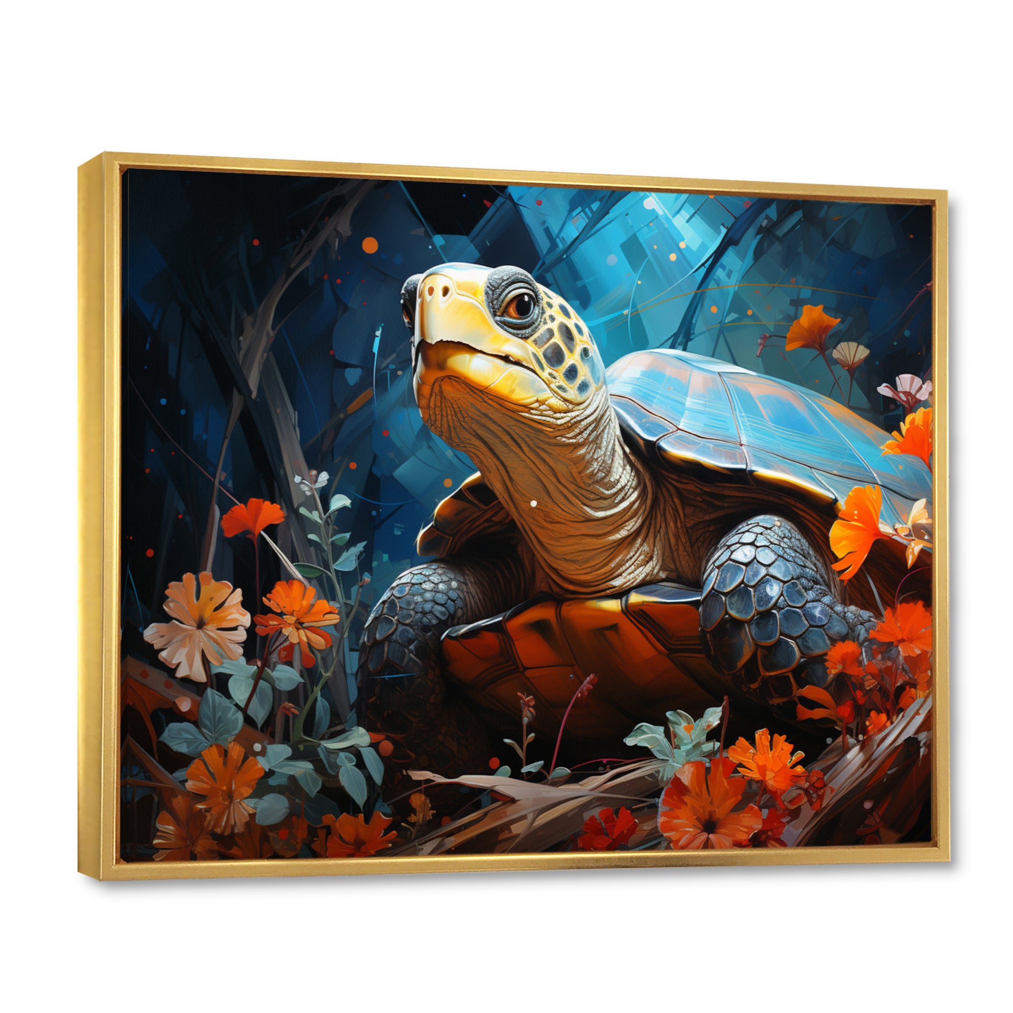 Turtles Journey Floral Collage - Turtle Wall Art Prints