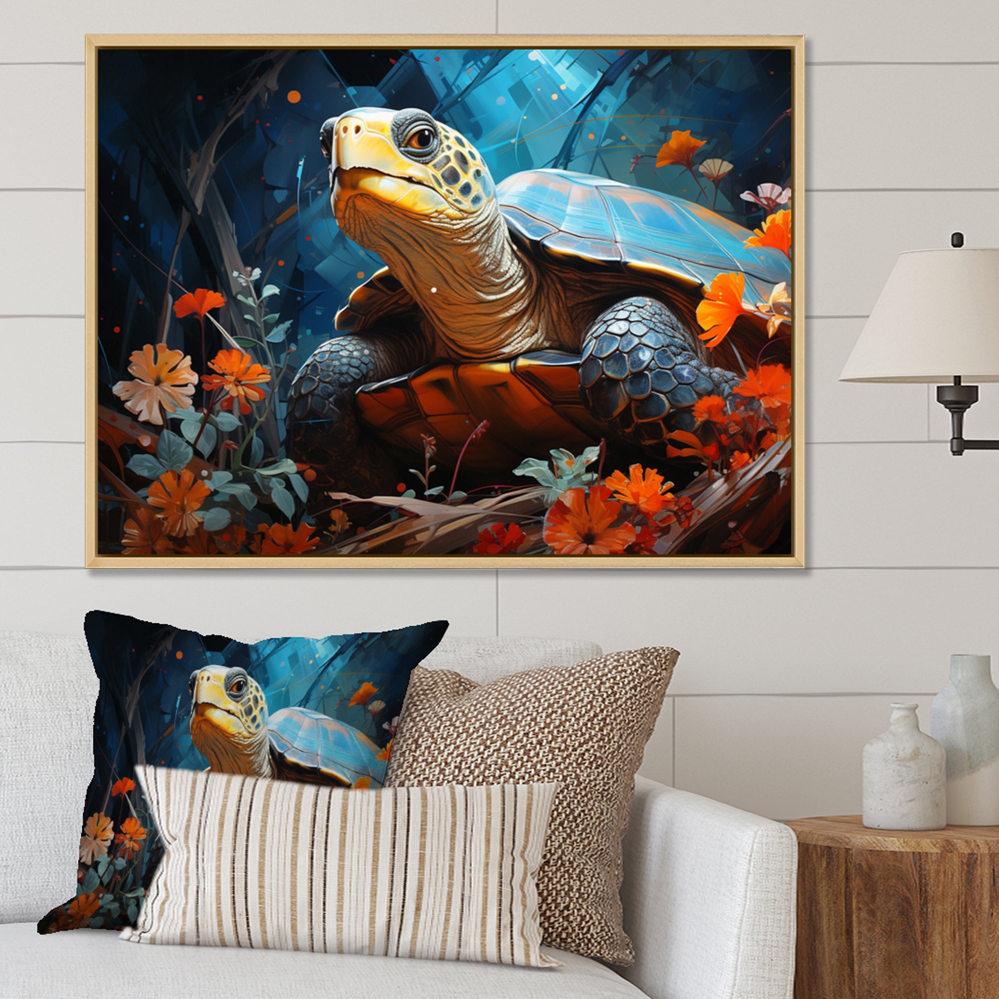 Turtles Journey Floral Collage - Turtle Wall Art Prints