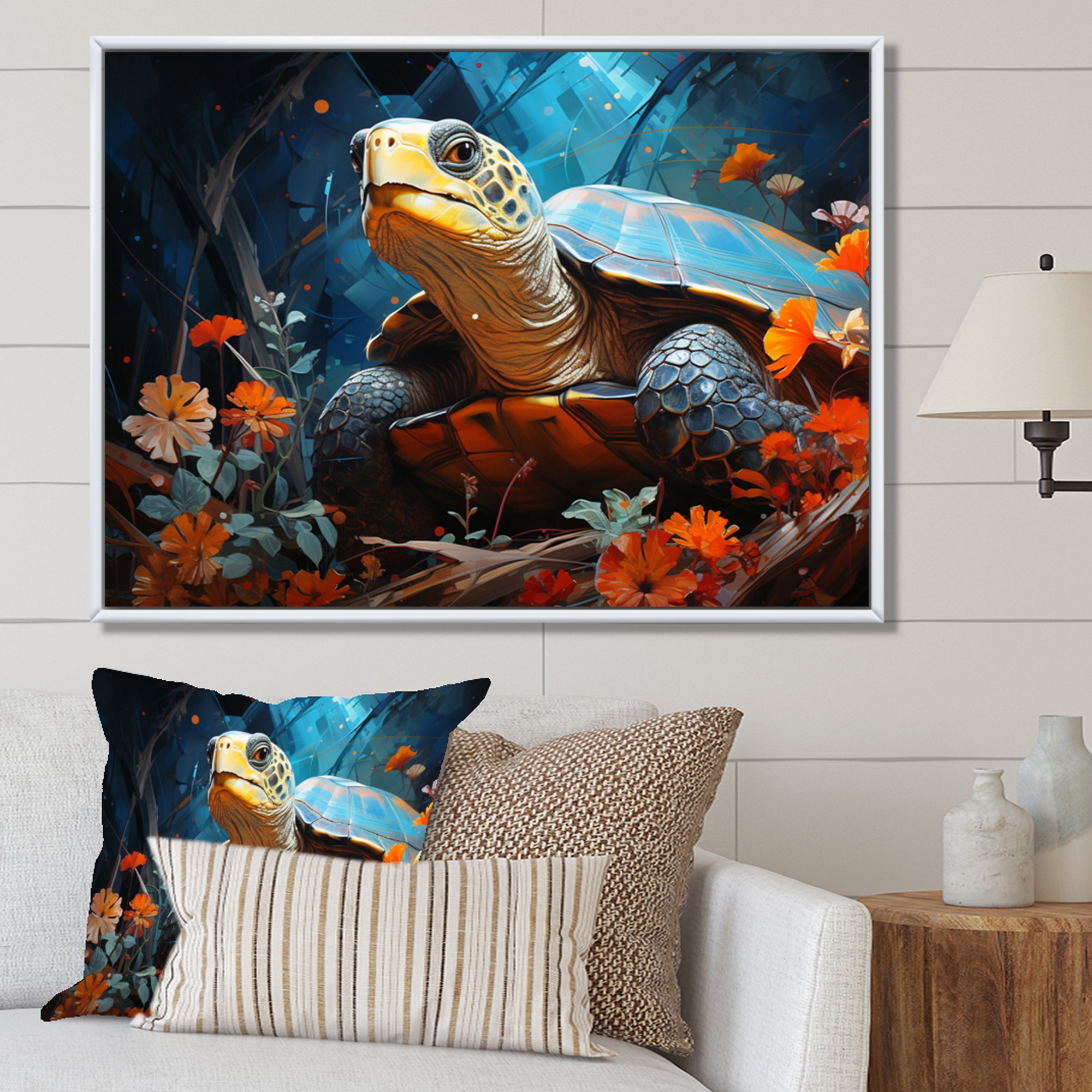 Turtles Journey Floral Collage - Turtle Wall Art Prints
