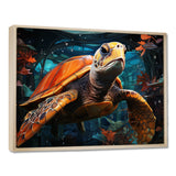 Turtle Journey Floral Geometric - Brown Turtle Wall Art