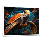 Turtle Journey Floral Geometric - Brown Turtle Wall Art