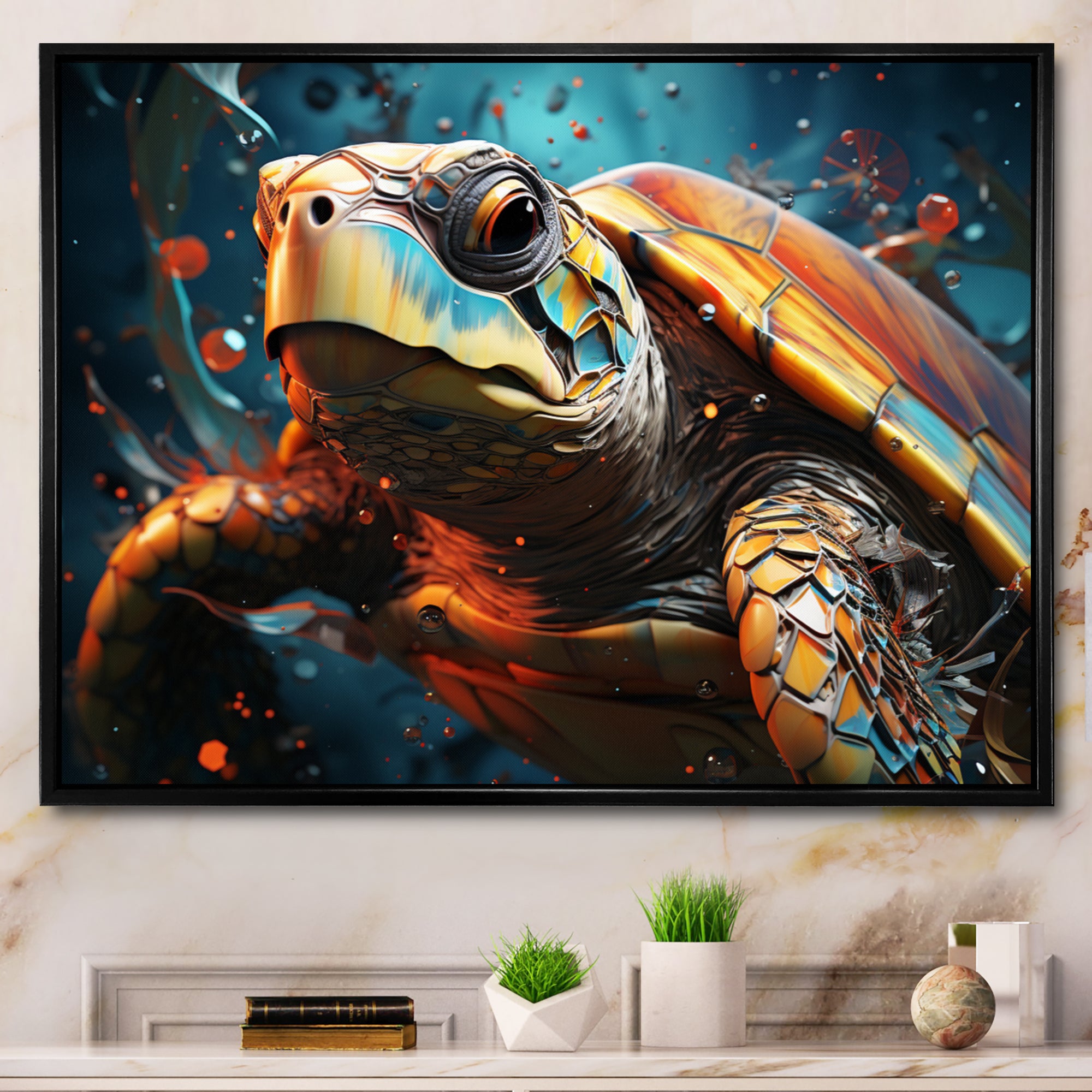 Turtle Journey Geometric - Brown Turtle Wall Art