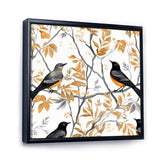 Brown Black Birds On Trees - Bird Large Canvas Wall Art