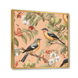 Green Yellow Birds On Trees - Bird Bedroom Wall Art