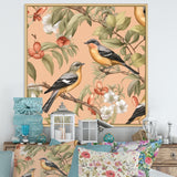 Green Yellow Birds On Trees - Bird Bedroom Wall Art