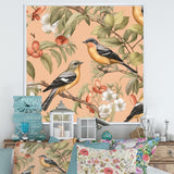 Green Yellow Birds On Trees - Bird Bedroom Wall Art