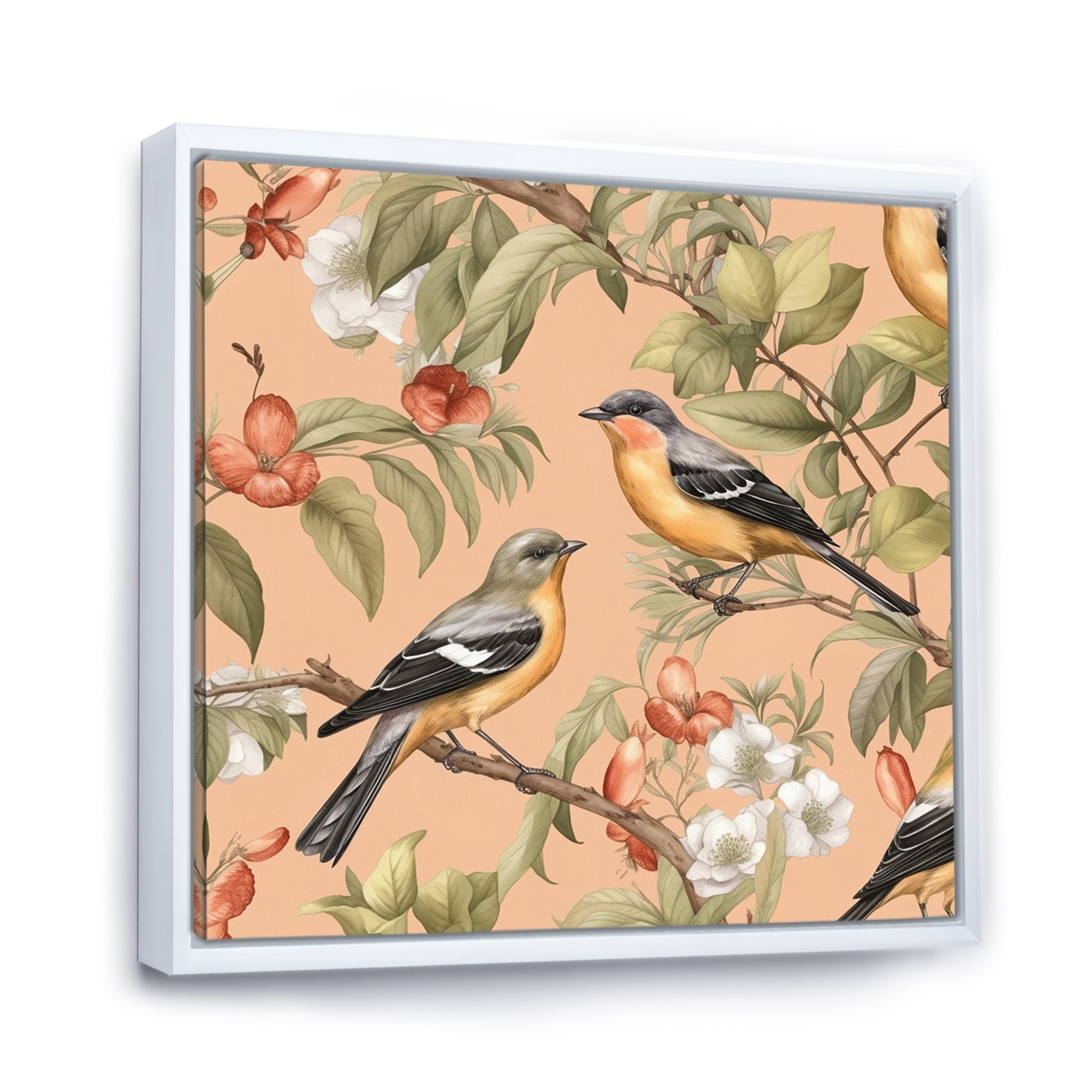 Green Yellow Birds On Trees - Bird Bedroom Wall Art