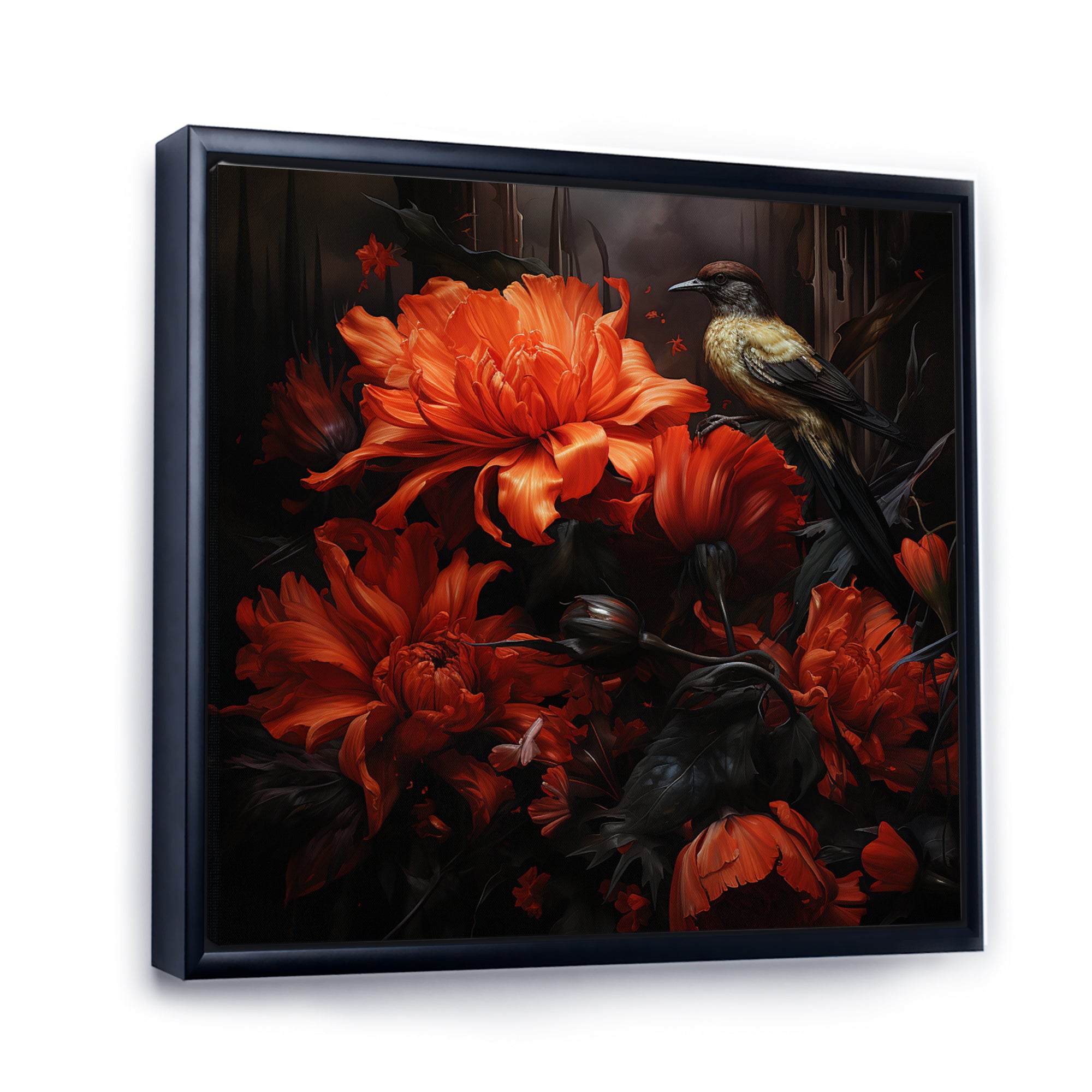 Modern Bluejaybirds On Flower - Bird Canvas Wall Art
