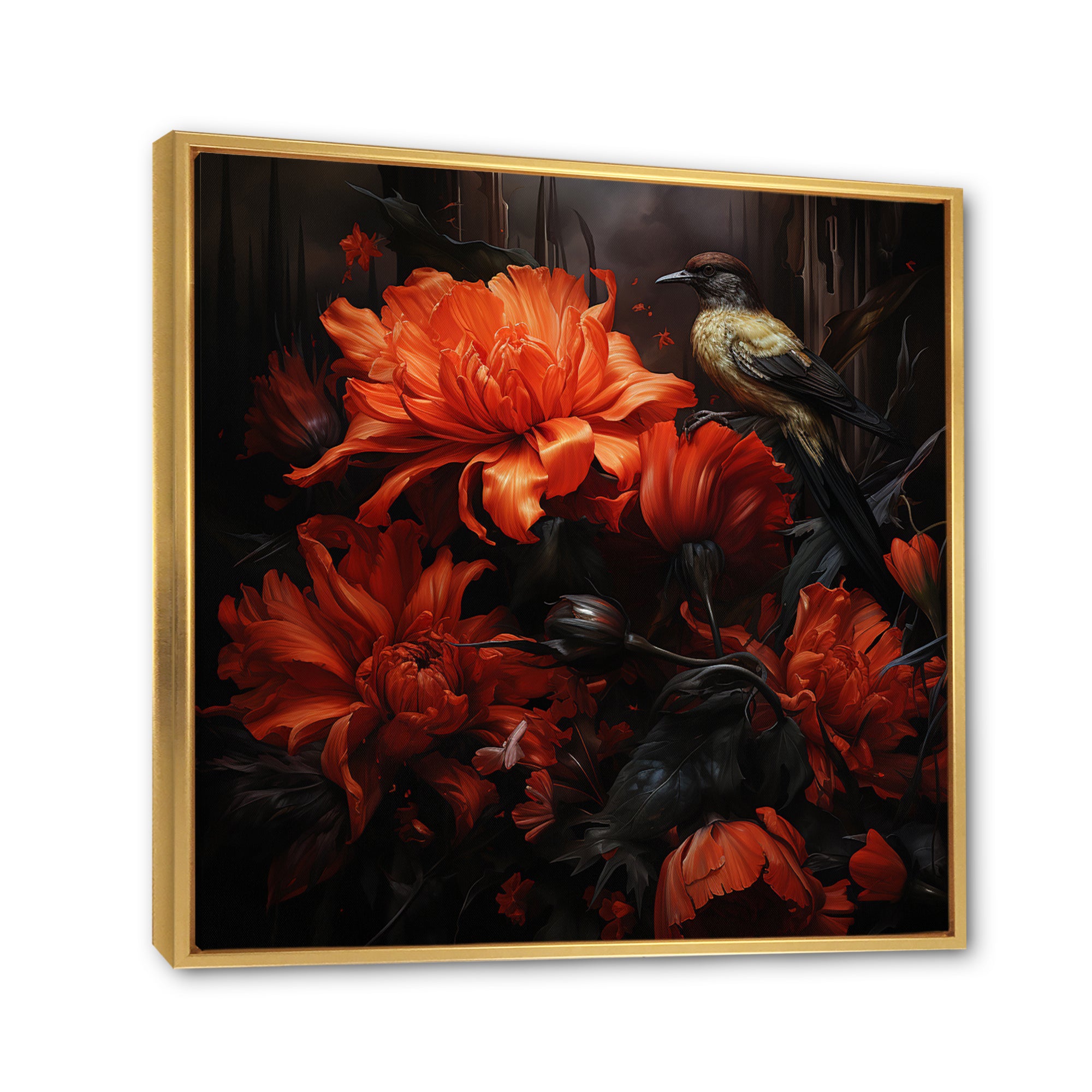 Modern Bluejaybirds On Flower - Bird Canvas Wall Art