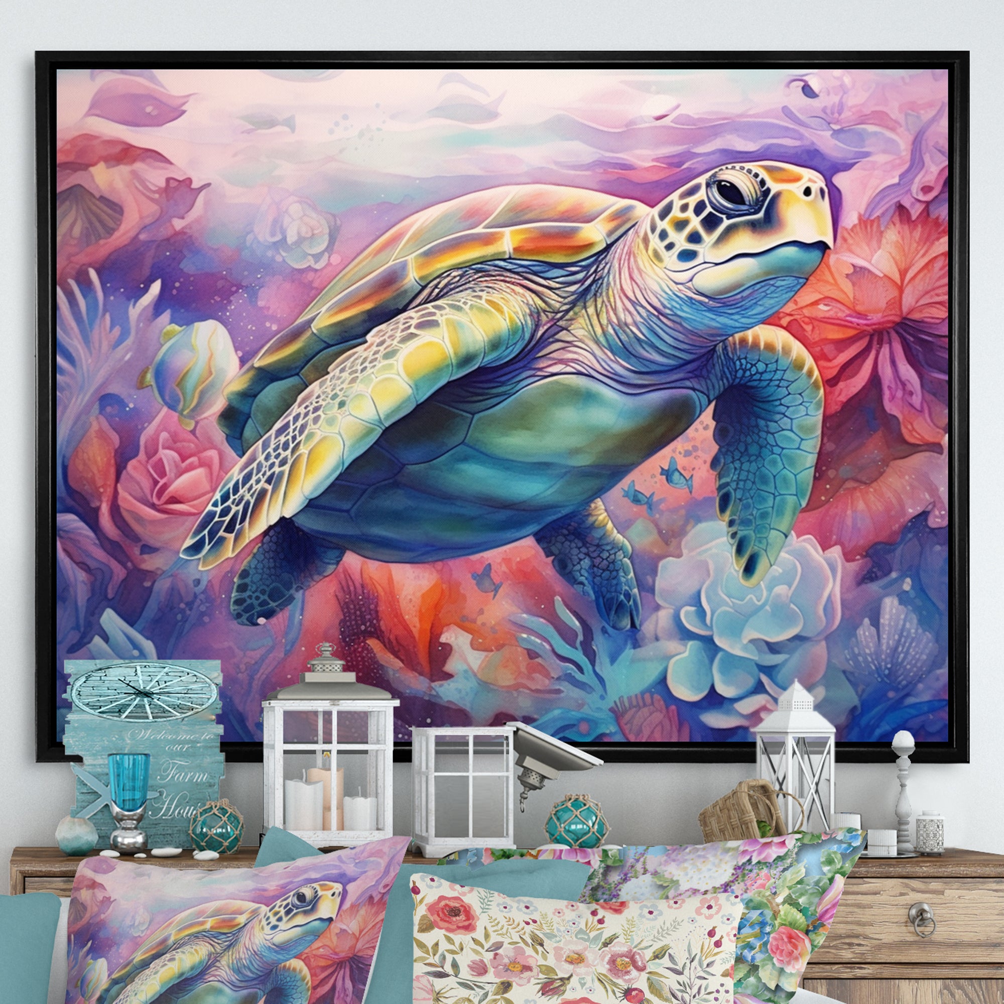 Graceful Turtle - Turtle Living Room Wall Art