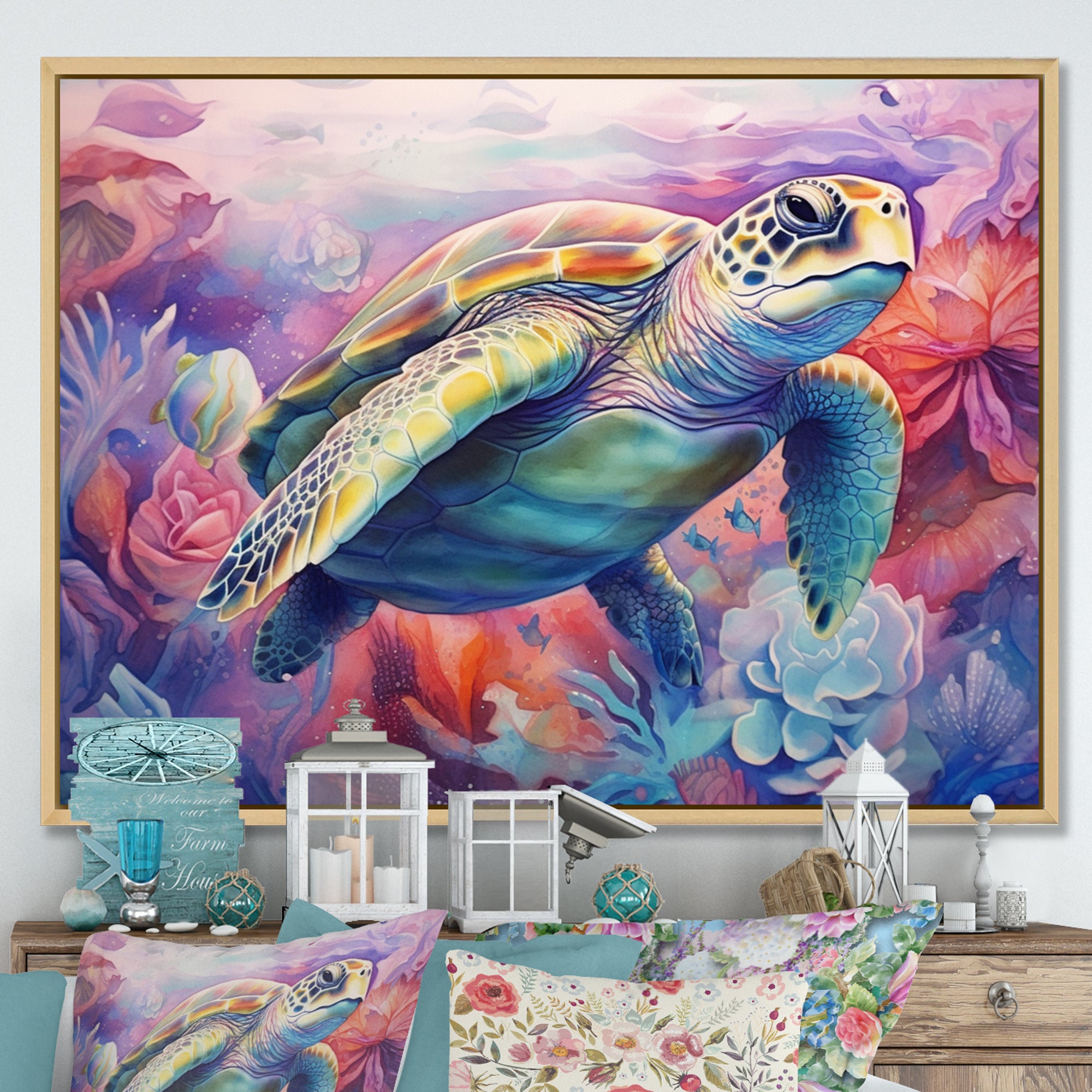 Graceful Turtle - Turtle Living Room Wall Art