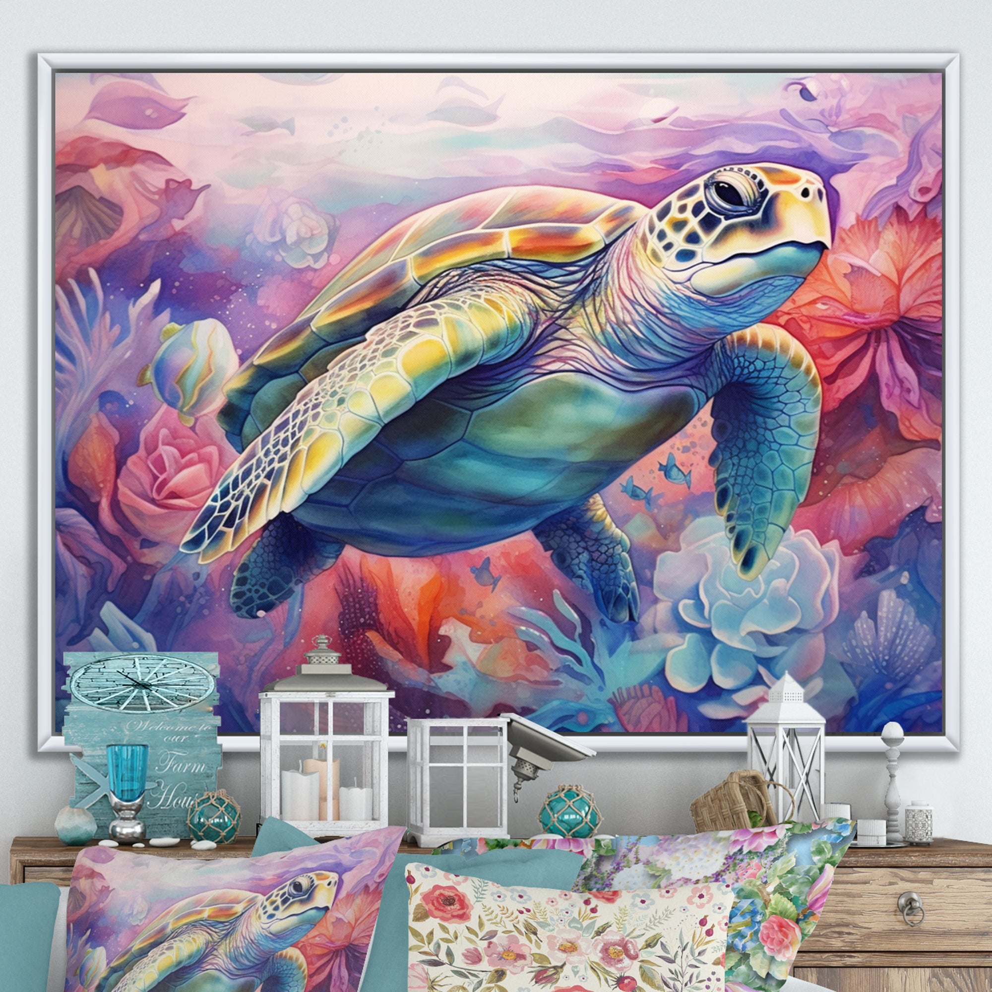 Graceful Turtle - Turtle Living Room Wall Art