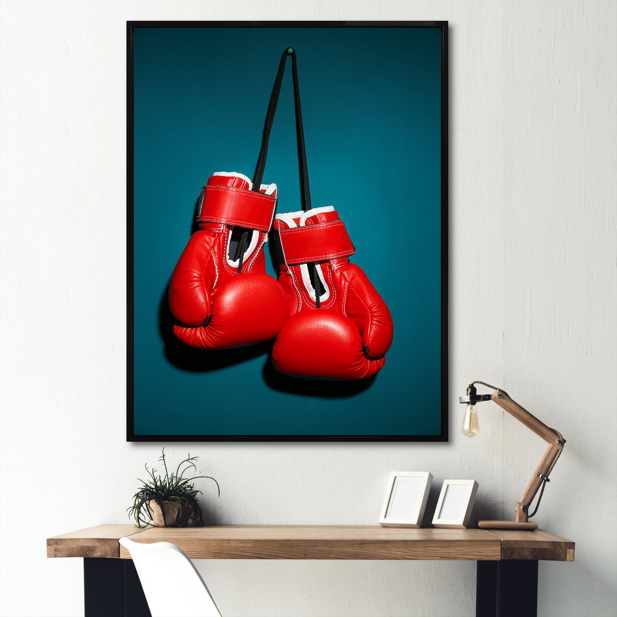 Knockout Red Box Gloves - Sport Boxer Canvas Wall Art