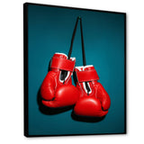 Knockout Red Box Gloves - Sport Boxer Canvas Wall Art