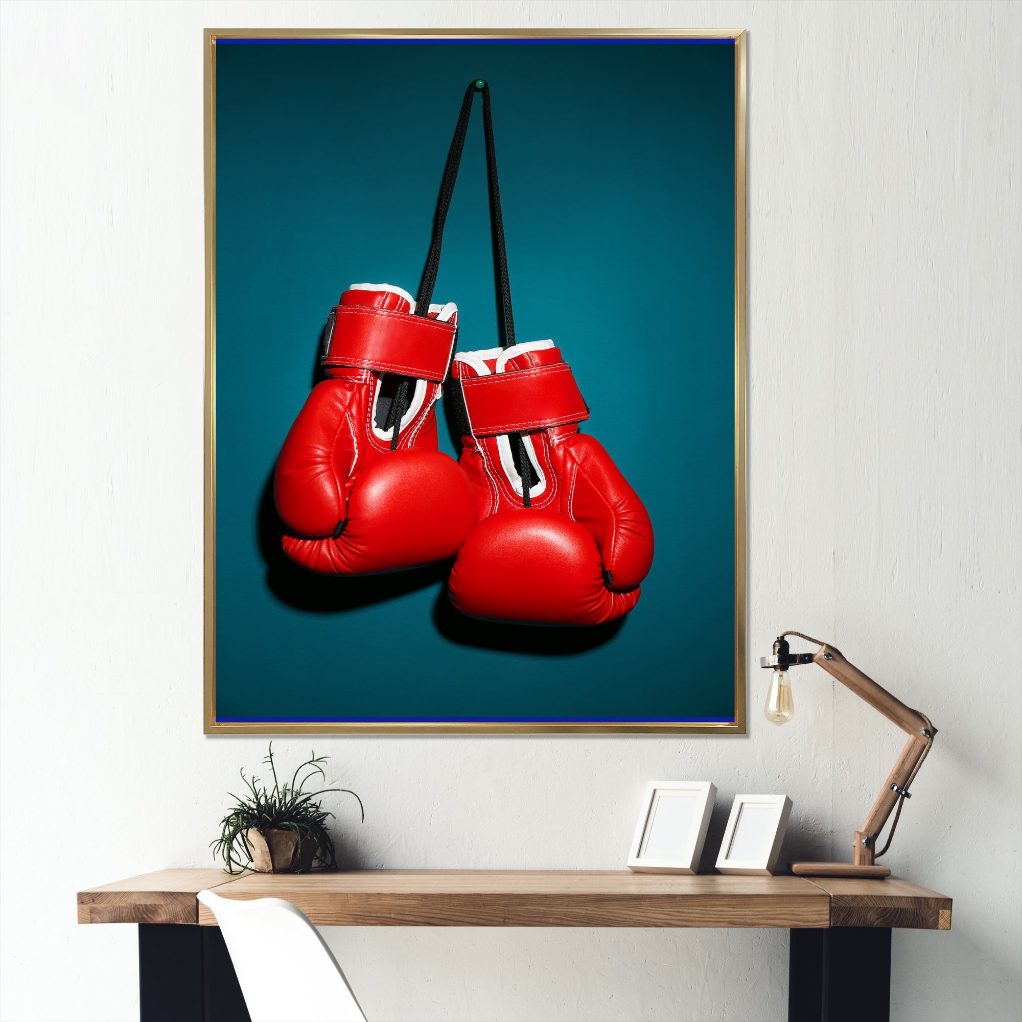Knockout Red Box Gloves - Sport Boxer Canvas Wall Art