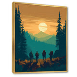 Yellow Teal Bold Hiking Sunset I - Hiking Canvas Wall Art