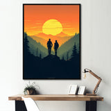 Orange Yellow Bold Hiking Sunset - Hiking Canvas Wall Art