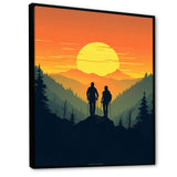 Orange Yellow Bold Hiking Sunset - Hiking Canvas Wall Art