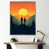 Orange Yellow Bold Hiking Sunset - Hiking Canvas Wall Art