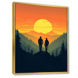 Orange Yellow Bold Hiking Sunset - Hiking Canvas Wall Art