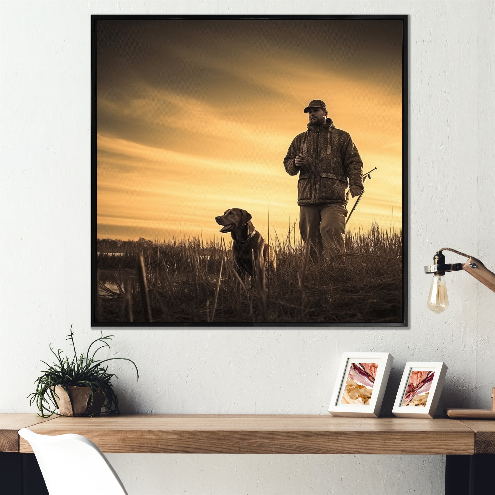 Hunting At Sunrise I - Hunting & Fishing Canvas Wall Art