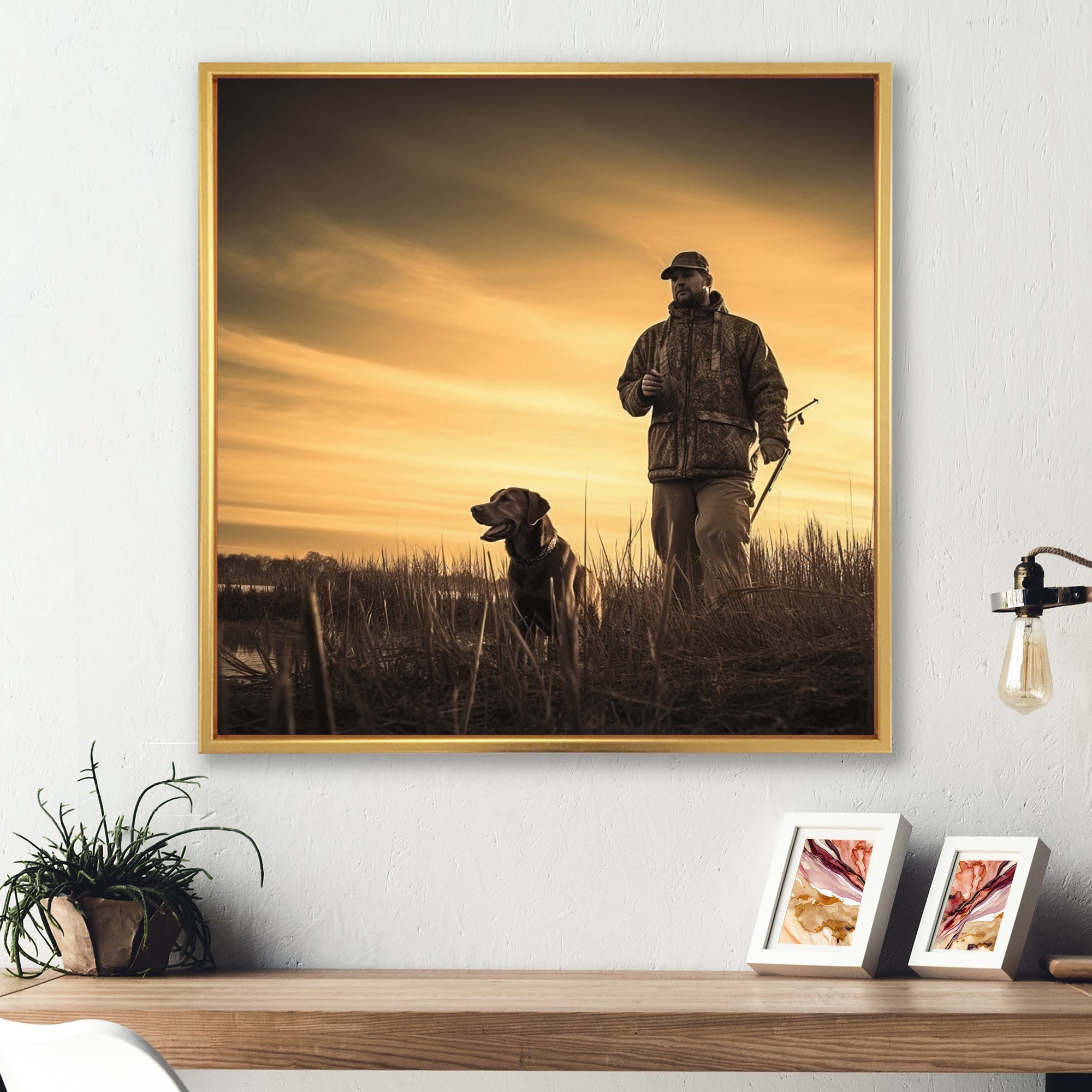 Hunting At Sunrise I - Hunting & Fishing Canvas Wall Art