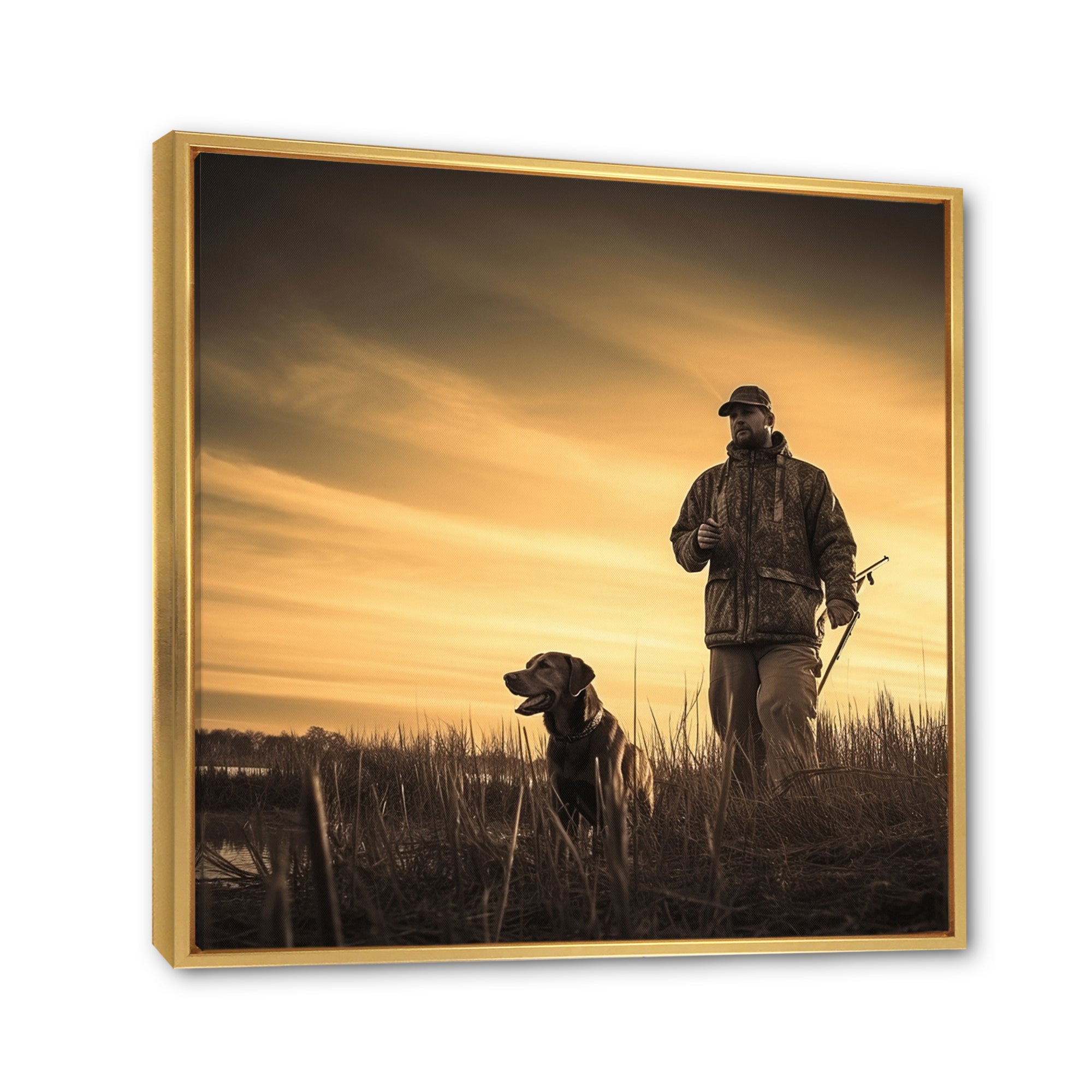 Hunting At Sunrise I - Hunting & Fishing Canvas Wall Art