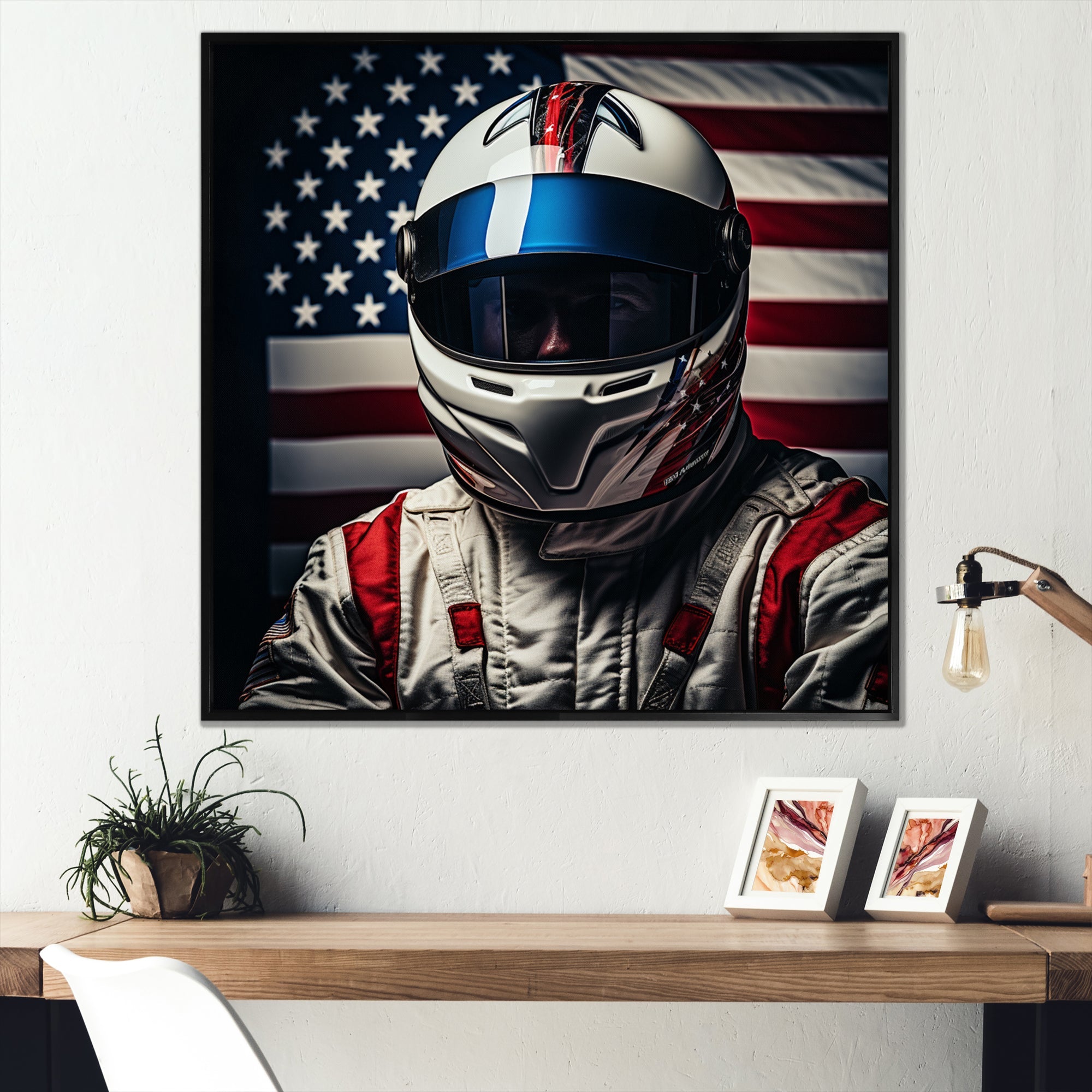 American Speed Way Car Portrait - Racing Canvas Wall Art