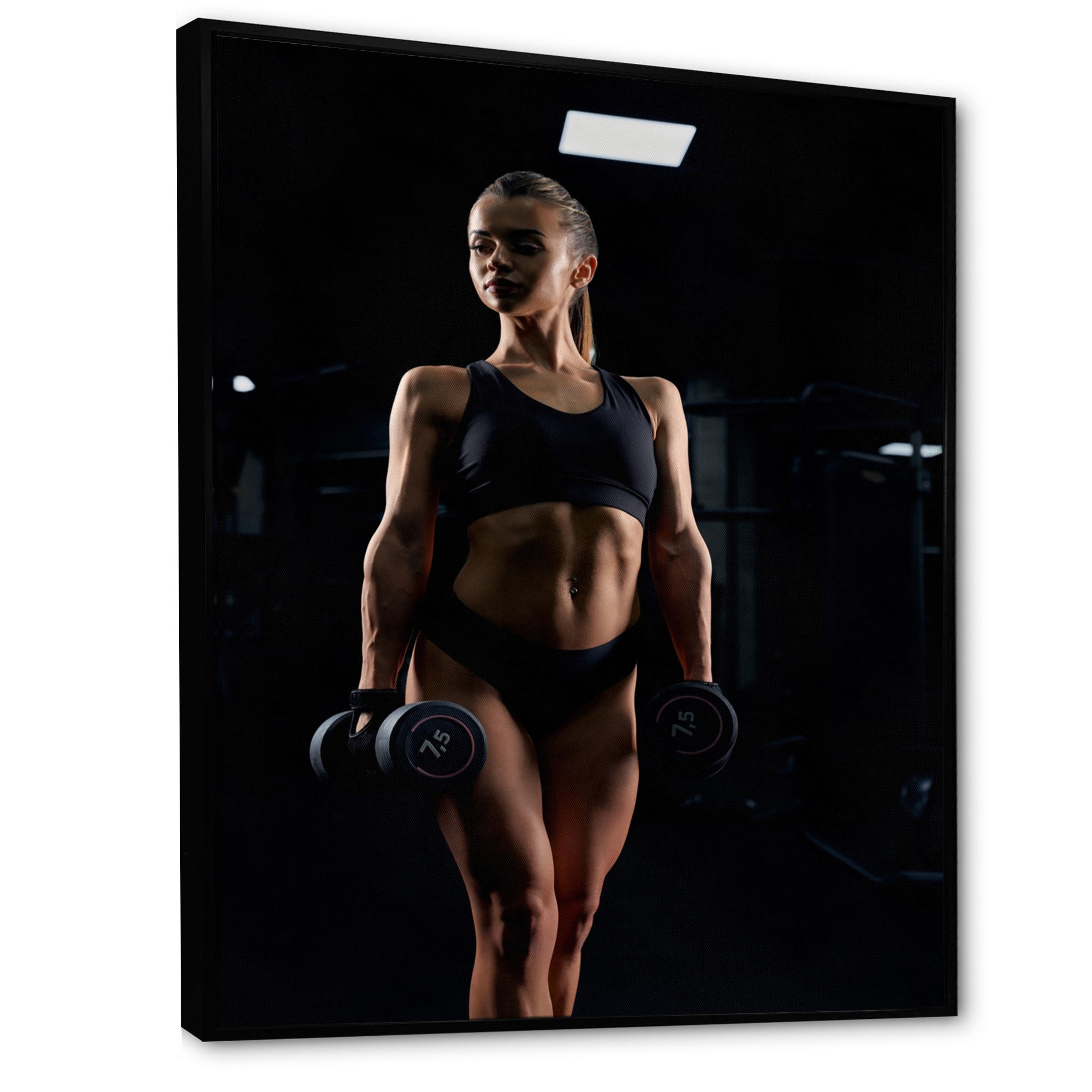Weightlifting Woman Gym Portrait I - Weightlifting Canvas Wall Art
