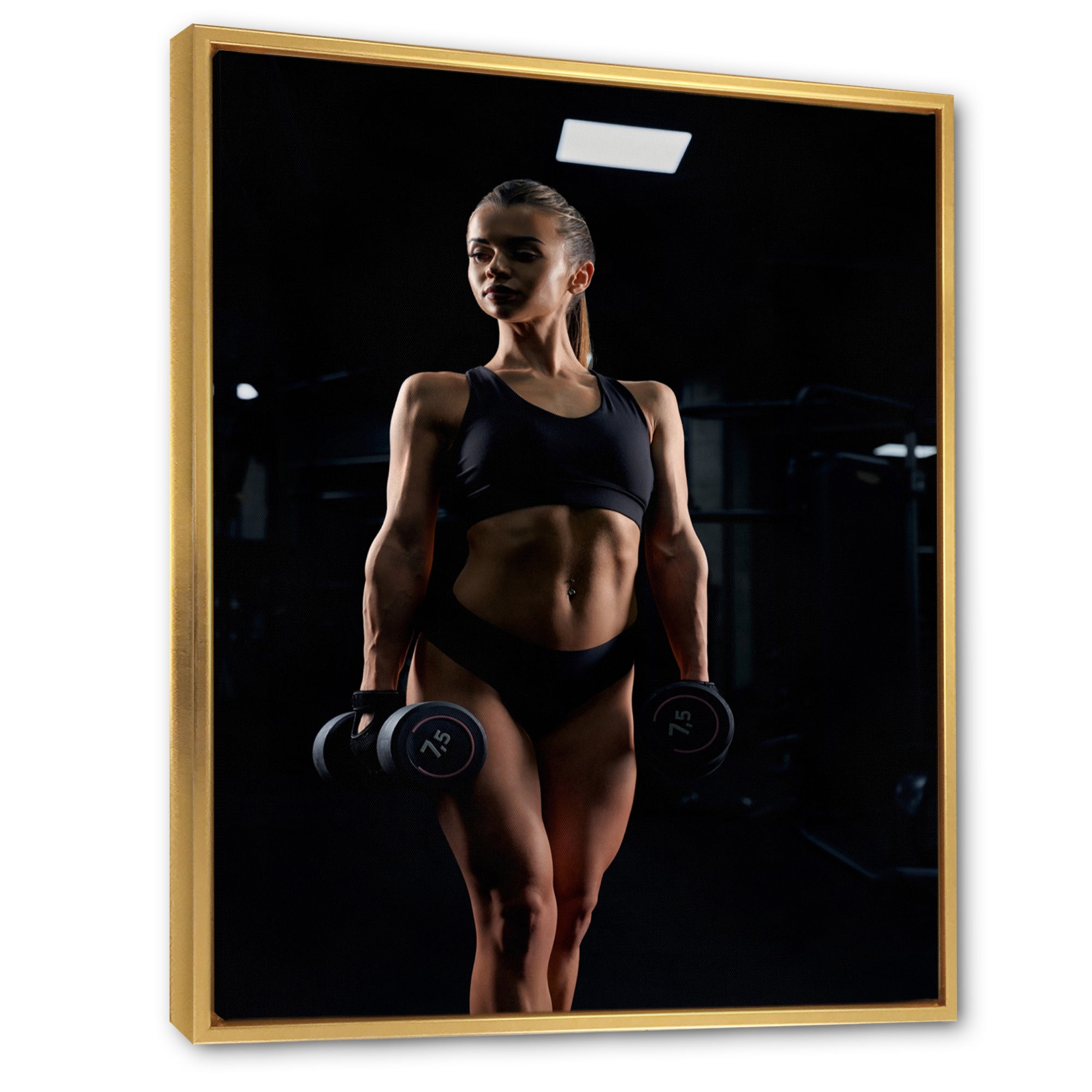 Weightlifting Woman Gym Portrait I - Weightlifting Canvas Wall Art
